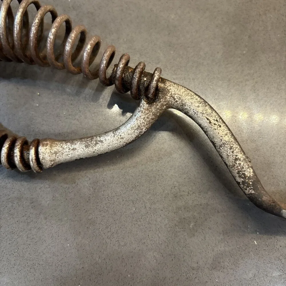Vintage Antique Cast Iron Stove Lid Lifter Spring Handle USA Wear Kitchen Metal